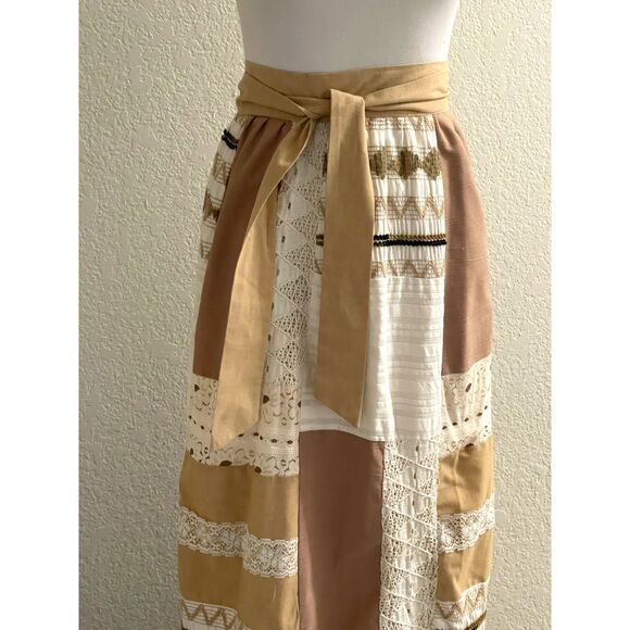 Vtg Patchwork Eyelet Lace Maxi Skirt Lined Boho Gypsy Hippie Cottagecore Renee M - Picture 2 of 16